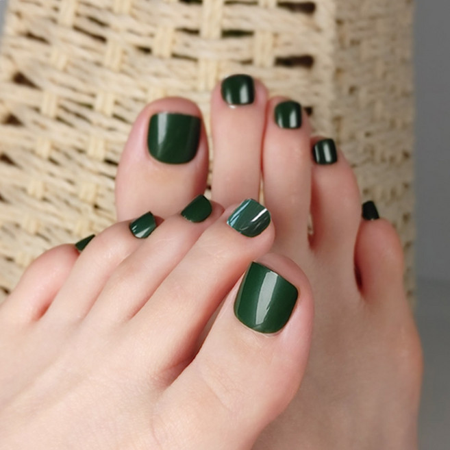 엘씨 페디큐어 원컬러 패디팁 붙이는 단색 인조발톱 24pcs, 1개, 원컬러 패디팁15_그린