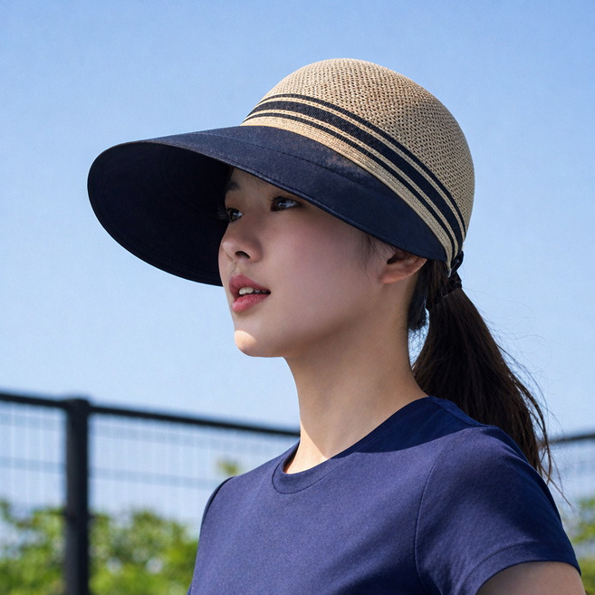 태미스 배색 메쉬 버킷햇 모자