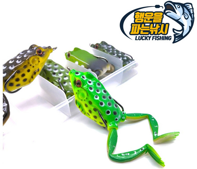 [행운을파는낚시] 리얼 프로그 포퍼 프로그웜 탑워터 개구리웜 배스 루어 가물치, 혼합 색상, 5개, 15g