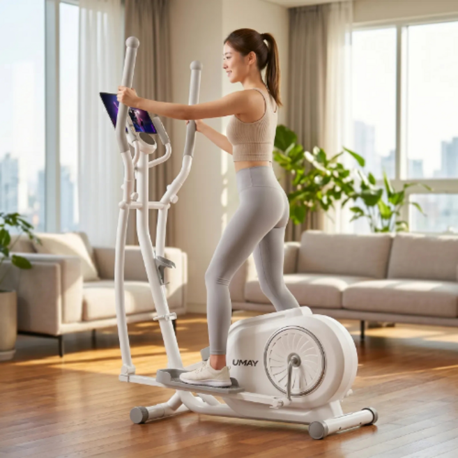 글라이드온 접이식 저소음 일립티컬 머신 천국의계단 스텝퍼 다이어트 운동기구 실내 유산소, 화이트, 프리미엄 (36단 자동 / 접이식)