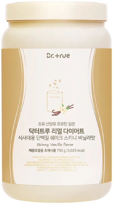 DrTrue 단백질 쉐이크 스키니바닐라맛, 750g, 1개 - 쿠팡