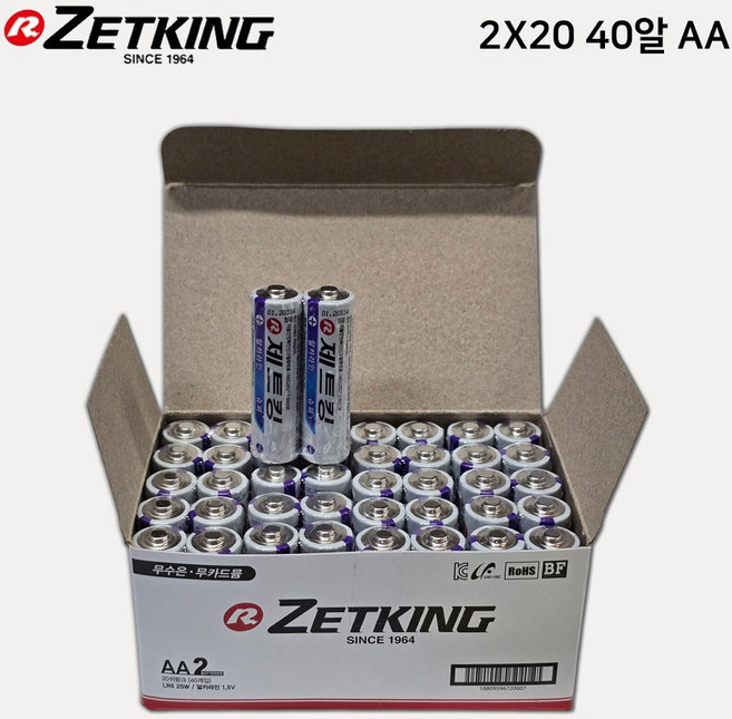 808번 제트킹 AA 알카라인 건전지 벌크 1BOX 2X20 40개입 / 로케트코리아, 1개