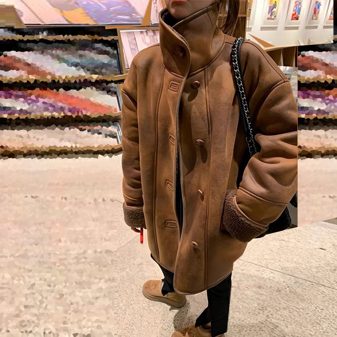 하이넥 레더 하프자켓 J7824T