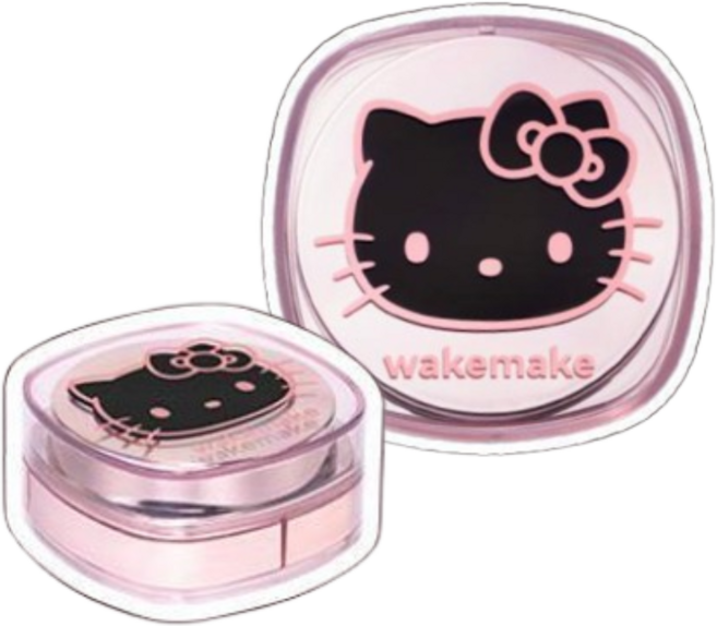 웨이크메이크 스테이 픽서 멀티 컬러 파우더 헬로 키티 블랙 에디션 03 새틴 핑크, 1개