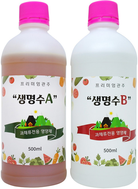 플랜트파트너스 토마토 오이 딸기 수박 참외 고추 과채류전용 식물영양제 생명수 A액 B액 세트, 3세트, 3L