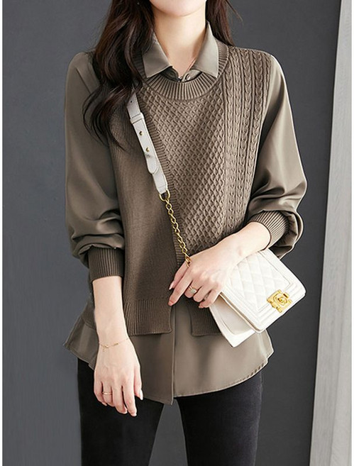 에꼴드파리 엔튼 셔츠 레이어드 니트 F59WKB008Z