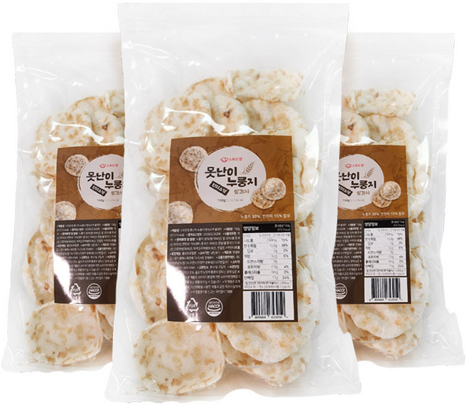 스위트영 못난이 누룽지 현미스낵 쌀과자, 150g, 3개