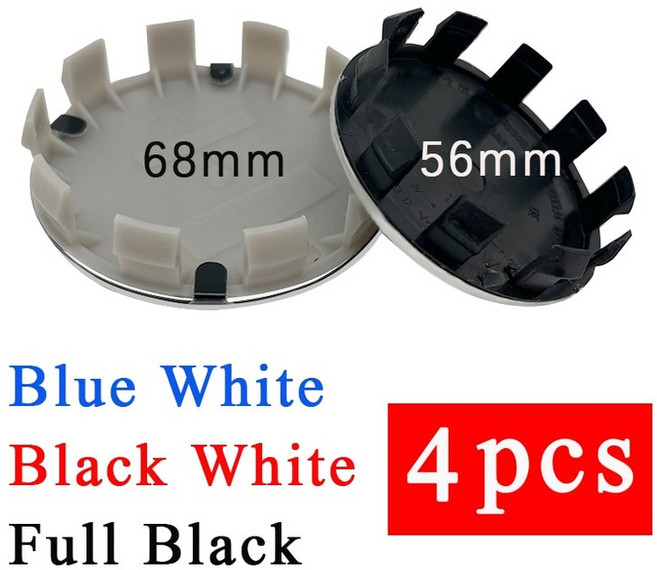 자동차 휠 허브 센터 캡 림 커버 배지 로고 엠블럼 외장 부품 액세서리 68mm 60mm 56mm 10 핀 알피나 4 피스, [02] 56mm Black White