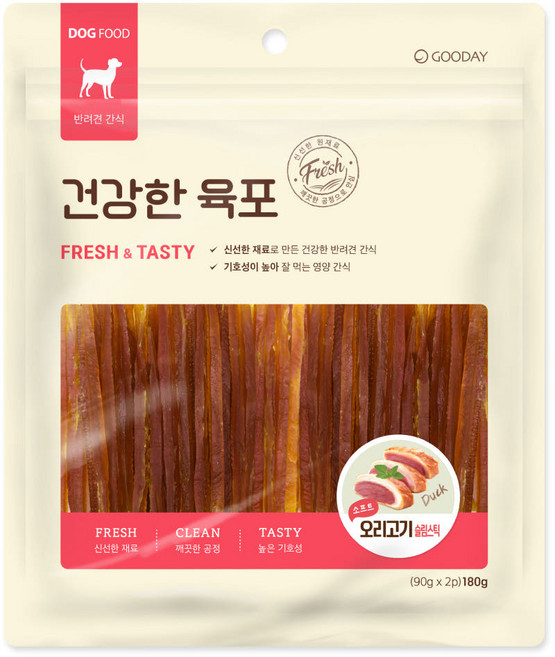 (5개) 최근입고분 건강한 육포 오리고기 소프트 슬림 스틱 180g 강아지 간식 말랑말랑 로얄캐닌 한끼뚝딱 ANF 증정품)헬로연어치킨껌 1개
