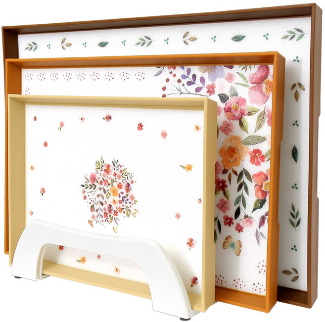 애슬라 다용도 트레이 쟁반 직사각 4종 세트, 플로리스타, 1세트