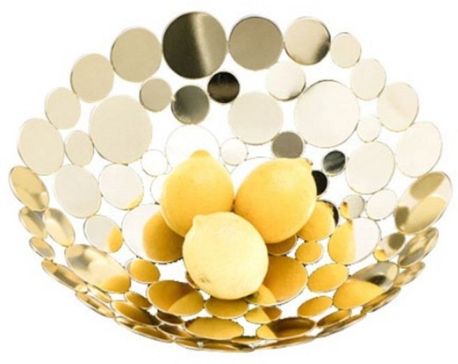 네이처안 써클 철제 과일 간식 바구니, 골드