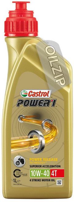 캐스트롤 파워원 파워릴리스 4T 10W40 1L 트라이존기술적용 100% 합성 오토바이엔진오일, 1개