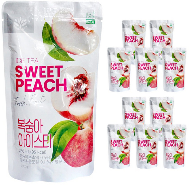편의점 아이스 파우치 음료 BG복숭아 아이스티 230ml(10봉), 230ml, 10개