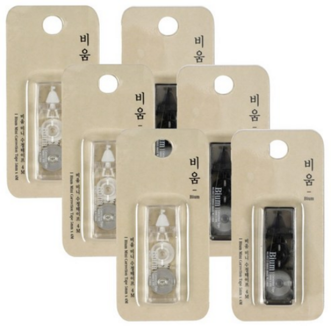 1500 비움 미니 수정테이프 4M (화이트.블랙 6개), 1개