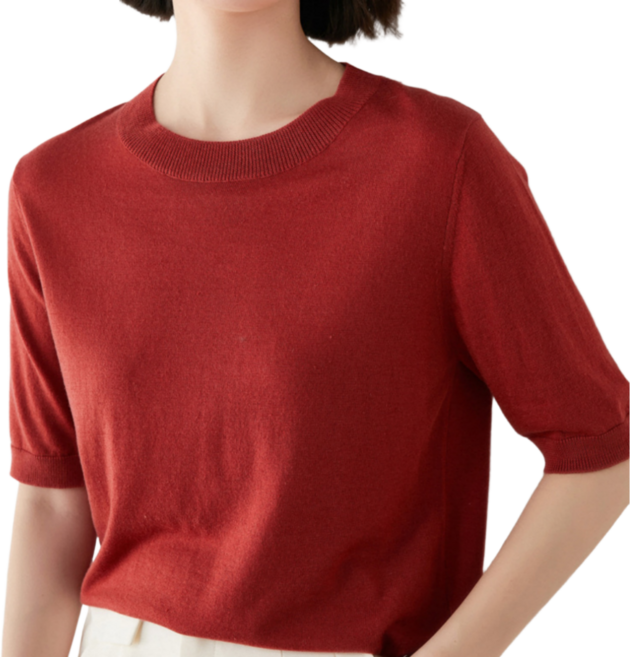 YEON HOME 라운드넥 반팔 니트 티셔츠 데일리 여성