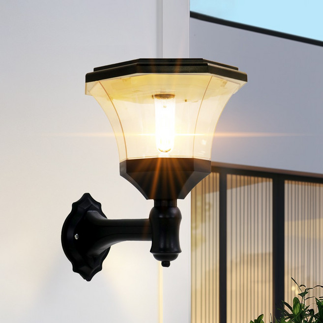 태양광 벽등 조명 태양열 전구 계단등 경관 가로등 외등 야외 공원 크라운 벽걸이형, 흰빛