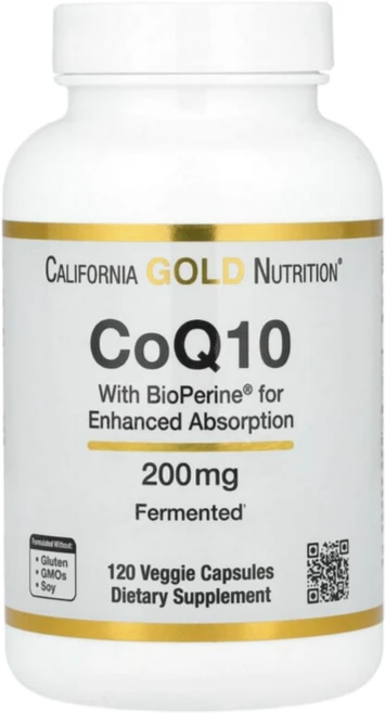 캘리포니아 골드 뉴트리션 CGN 코큐텐 CoQ10 200mg with BioPerine 120캡슐, 120정, 1개 - 쿠팡