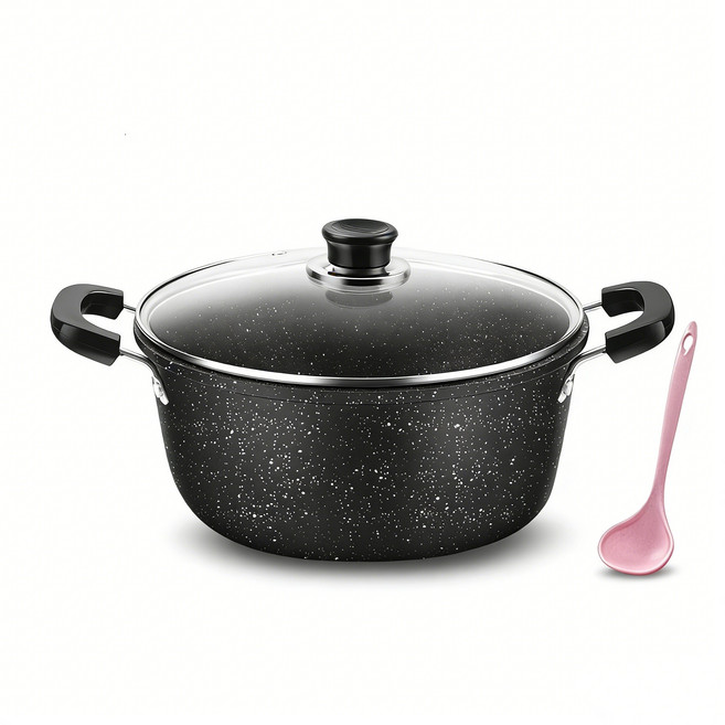 WHH 맥반석 코팅 냄비 3종 대용량 냄비 양수냄비, 1개, 블랙, 30cm