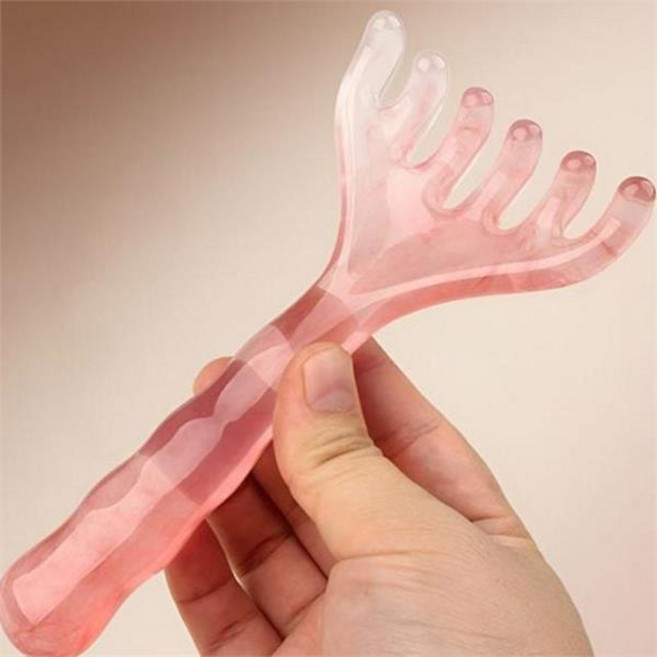 승모근 마사지기 포크형 어깨 셀프 지압 마사지기 손잡이 홈케어 지압기 브러쉬 마사저 다리 괄사 두피, 핑크