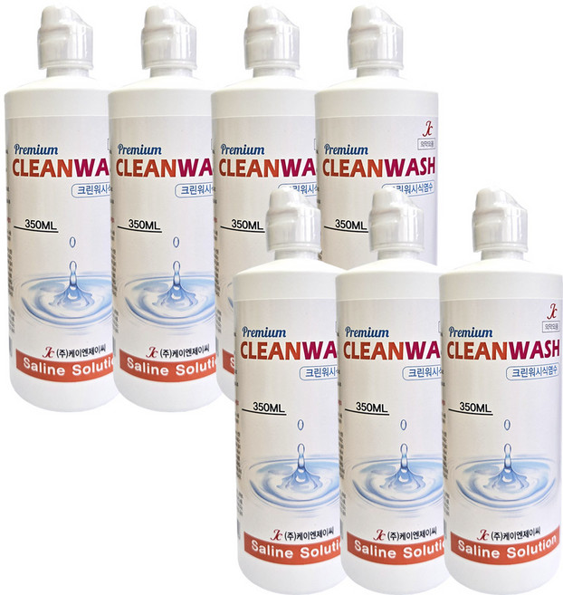 크린워시 렌즈 식염수 프리미엄식염수 렌즈세척액 렌즈세정액 렌즈용액, 7개, 350ml