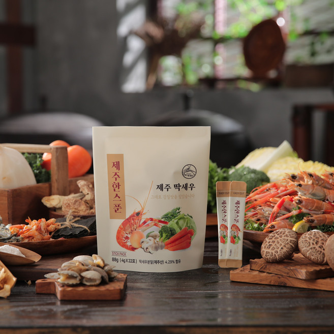 제주한스푼 88g (4g 스틱형 개별포장) 딱새우분말 분말조미료, 4개