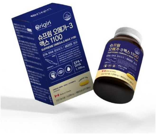 오리진 슈프림 오메가-3 맥스 1100 180캡슐, 180정, 1개