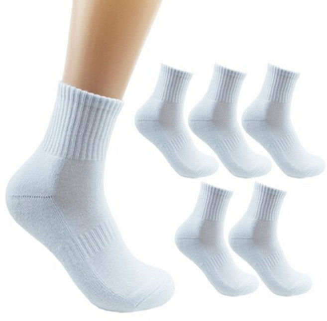더베이직 남성용 두꺼운 이중쿠션 스포츠 중목 양말 6켤레
