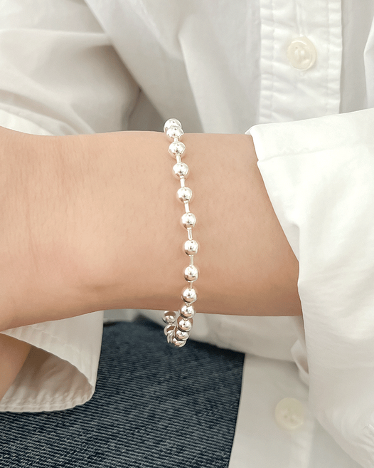 모두디자이너 실버925 페를 심플 5mm 은볼 체인 볼드 팔찌