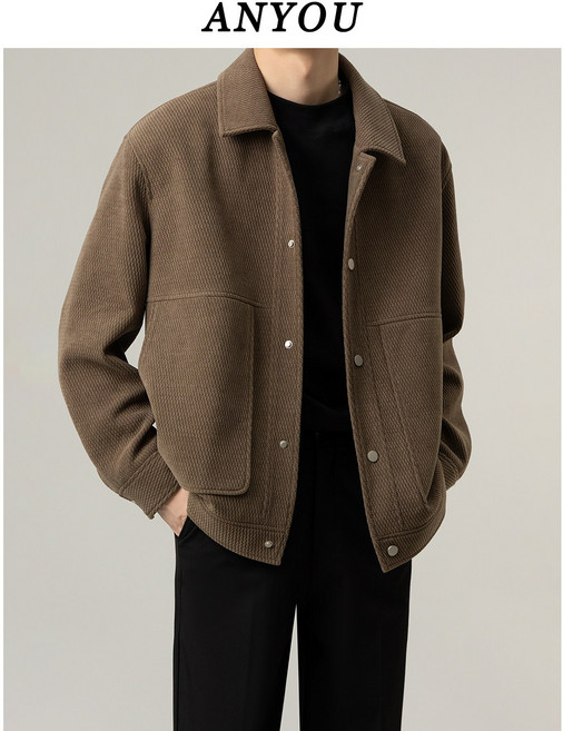 ANYOU 남자 자켓 봄 가을 아우터 캐주얼 숏 점퍼