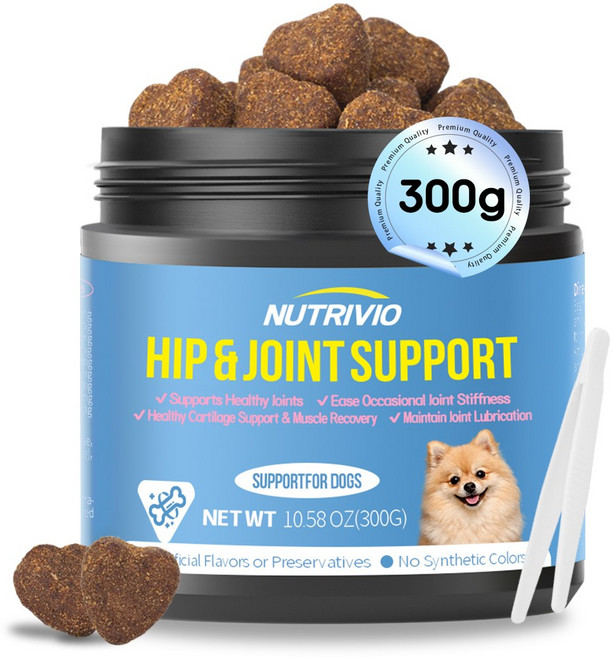 NUTRIVIO 강아지관절영양제 노령견 소형견 슬개골 대용량 콘드로이친 강아지 종합 영양제, 300g, 1개, 관절