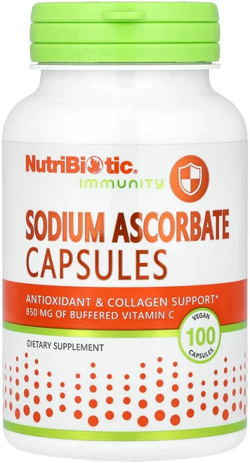 NutriBiotic Immunity Sodium Ascorbate 100 Vegan Capsules, 1개 - 쿠팡