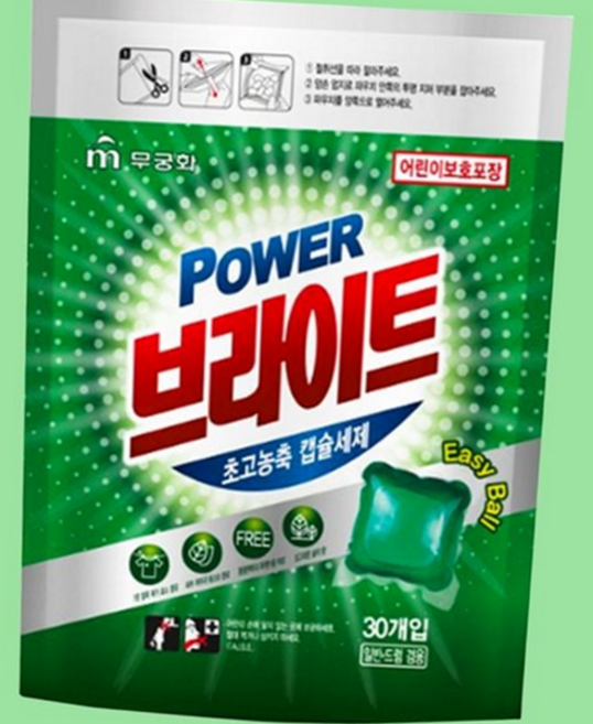 파워 브라이트 초고농축 세탁 캡슐세제 30개입 무궁화 30년 생산기술로 만든, 1세트