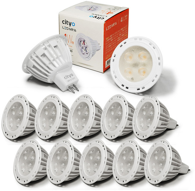 씨티오 LED MR16 12V 4W 씨티, 전구색, 10개