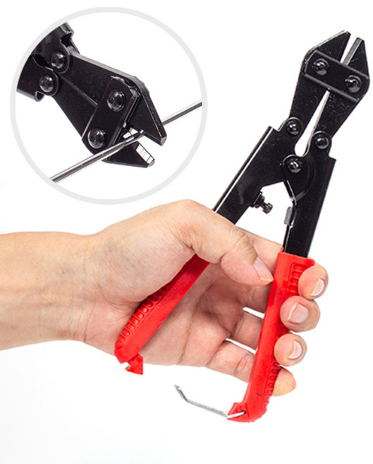 ZIO-BIZ 소형 강력 절단기 220mm 레드 / 와이어 케이블 철근 철사 볼트 금속 좌물쇠 열쇠 절단기 절단 컷팅 컷팅기 커팅기 커터 커터기 절곡기, 1개