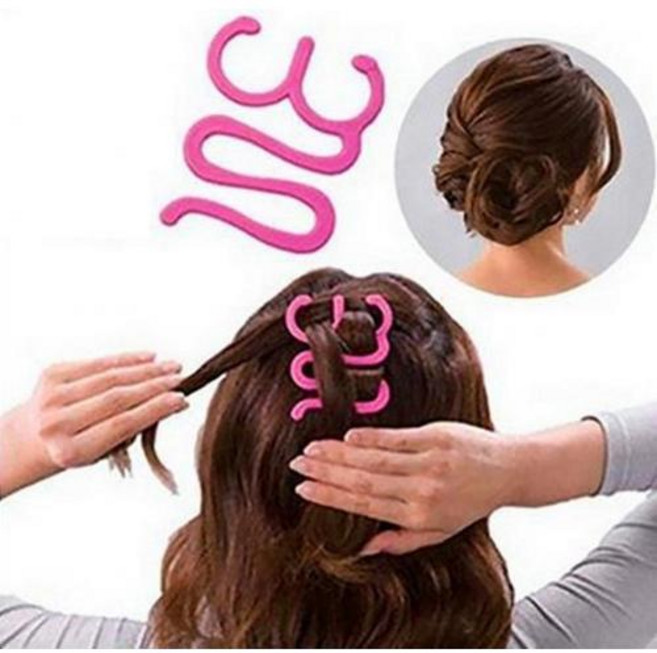 미즈코스 머리 땋기 가이드 벼머리 디스코머리 셀프 땋는 도구, 핑크, 2개