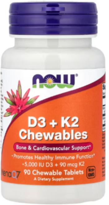 나우푸드 츄어블 비타민 D3 K2 MK-7 5 000IU 90정 (3개월분) 씹어먹는, 1개