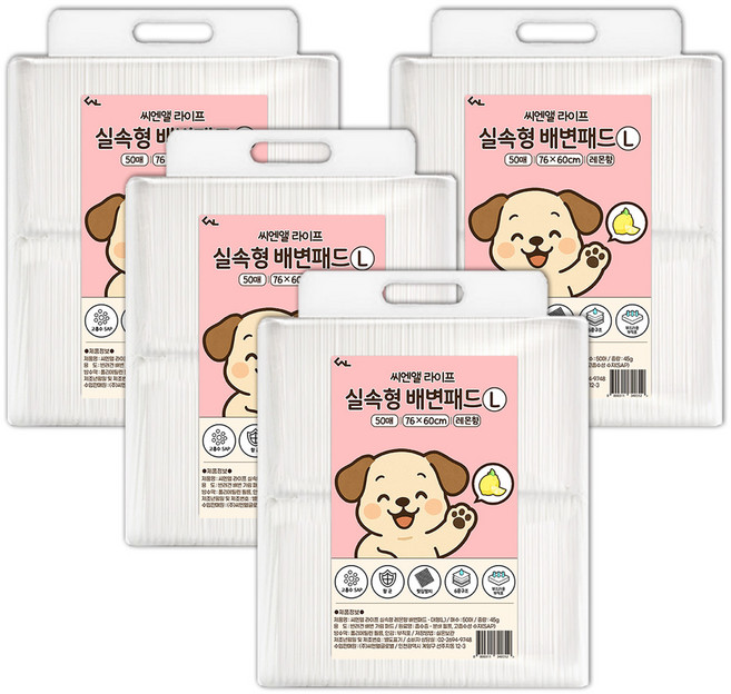 씨엔앨라이프 실속형 배변패드 레몬향, 50개입, 4개