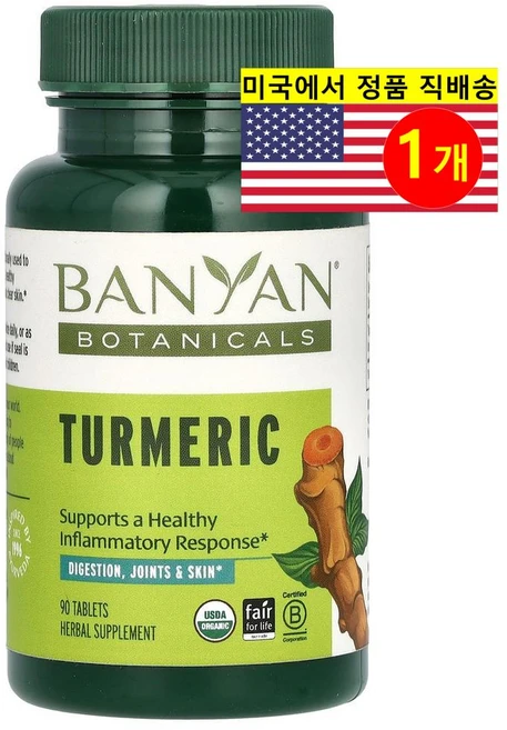 Banyan Botanicals 강황 추출 1000mg Turmeric, 1개, 90정 - 쿠팡