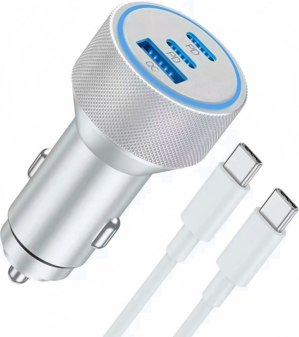 BuddhiGear고속차량용충전기 PD3.0+QC3.0 멀티포트 USB C 자동차충전기 아이폰 갤럭시 호환, 은백색, CC10