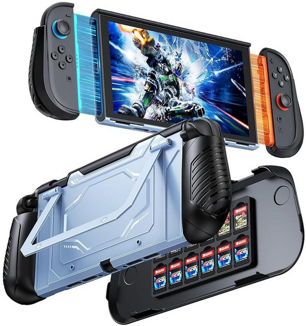 FYOUNG Dockable Protective Case for Nintendo Switch 2 with Hard PC Front Cover Adjustable Kicksta, Light Blue