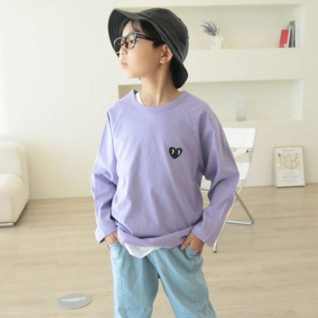 코튼스마일 시크한 블랙 눈눈 긴팔 티 (9호~19호)