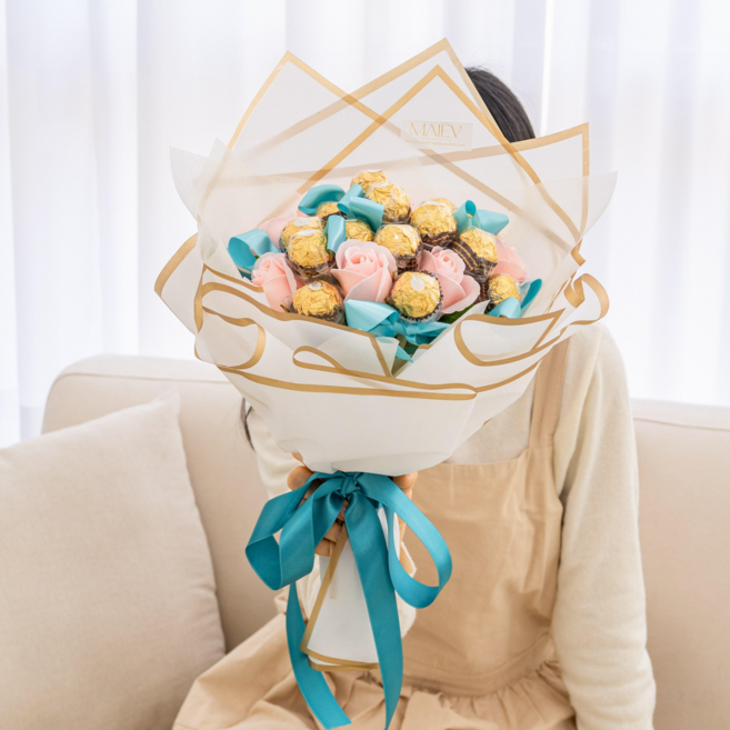 마이에브 페레로로쉐 꽃다발 초콜릿 발렌타인데이 졸업식 꽃다발 선물, 에메랄드