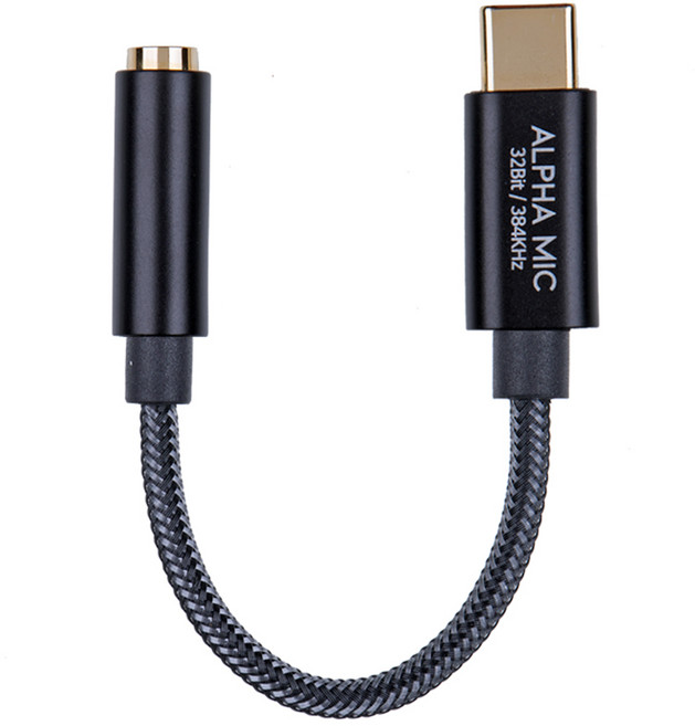 알파믹 고해상도 이어폰 마이크 연결 젠더 C to 3.5, ALT384, 블랙