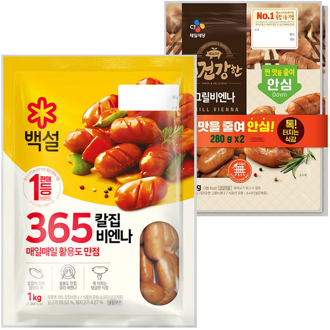 백설 365비엔나 1kg 1개 + 더건강한 그릴비엔나 280g 2개