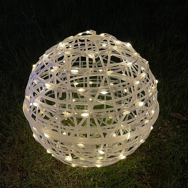 저전압 태양열 라탄 볼 잔디 캠핑장 조명 나무 야외 조명등 태양광 잔디등 방수 LED 가든 조명 경관등 지면삽입 투영등 정원 도로등 태양광조명 조명 태양광LED IP65 지면매립, 따뜻한 밀집형 20cm 4.5V 플러그형 일체형