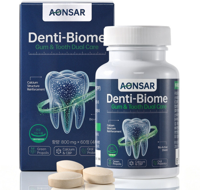 구강케어 멀티 기능성 칼슘 정 구강유산균 잇몸 영양제 프로바이오틱스 프리바이오틱스 자일리톨 칼슘 메가도스비타민C 프로폴리스 원액 복합비타민 치아 잇몸 건강 구강 영양제, 1개, 60정