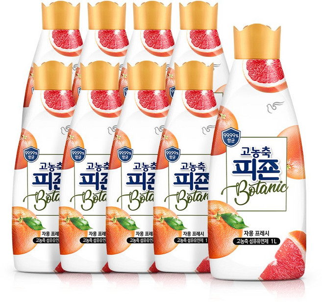 피죤 고농축 항균 보타닉 섬유유연제 자몽 프레시 본품, 1L, 9개
