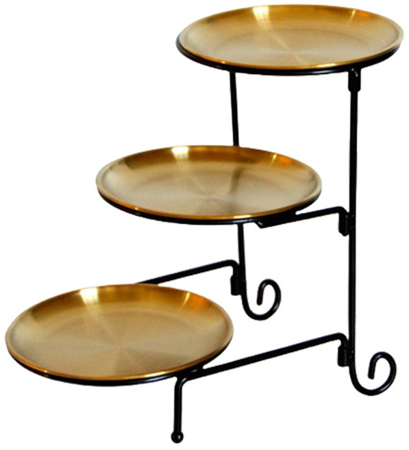 분리형 디저트 프리젠 테이션 스탠드 우아한 웨딩 케이크 홀더 생일 및 축하를위한 3 레이어 서빙 플래터, 금