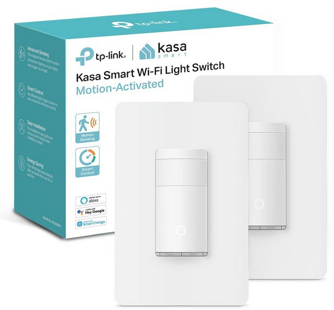 카사 스마트 센서 스위치 단극 중성선 필요 2.4GHz Wi-Fi 조명 알 및 어시스턴트와 함께 작동 UL 허브 없음KS200MP2 화이트 2팩, Motion Sensor, 2-Pack