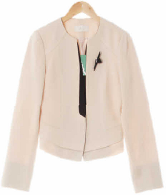 0243 jigott 파우더베이지 울혼방 블랙배색노카라숏자켓 [88-90-160]